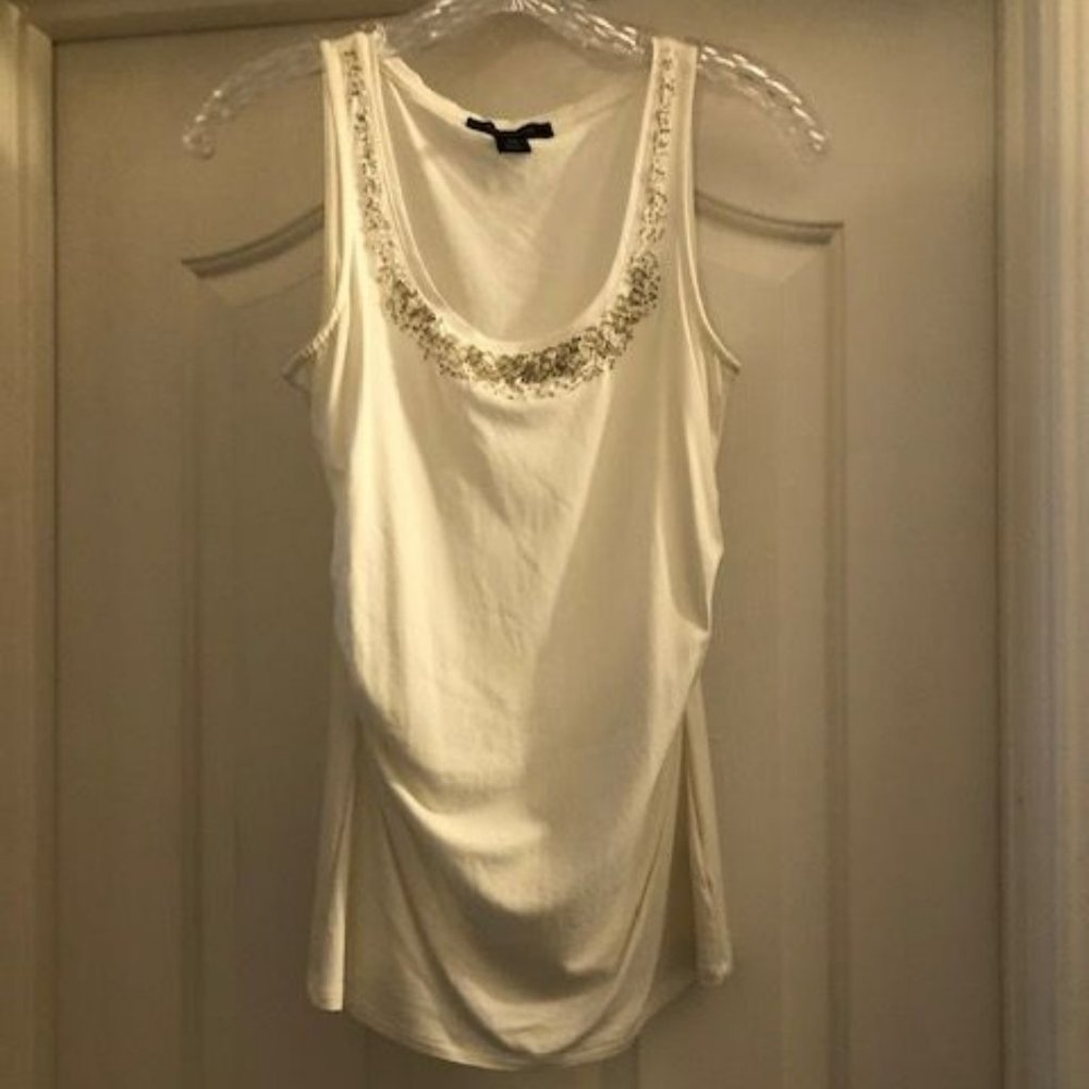 White House Black Market Dressy White Tank Top - XS